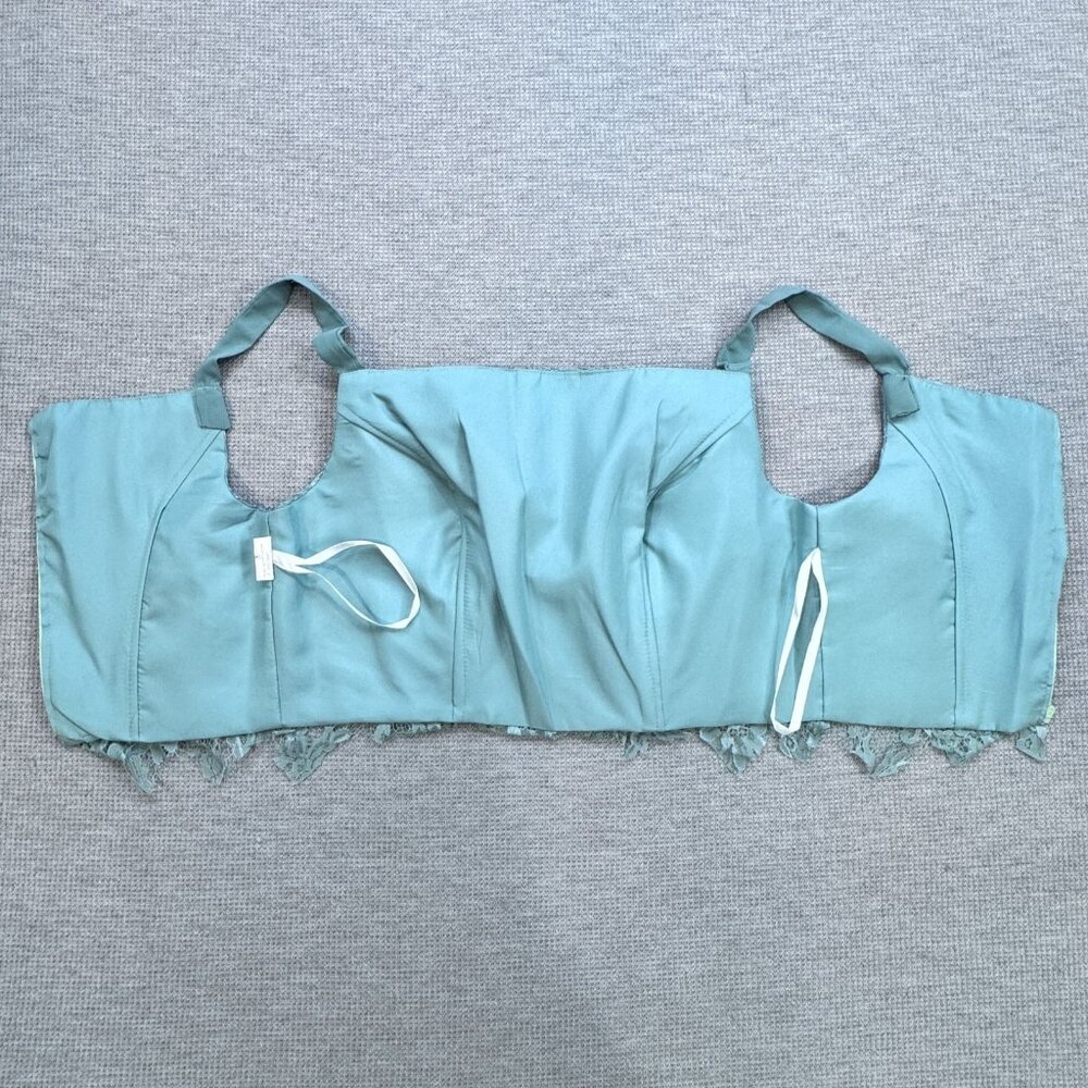 Womens Size 8 Sage Green Floral Lace Chiffon 3 Pc Pant Suit with Jacket Wide Leg - Picture 7 of 16